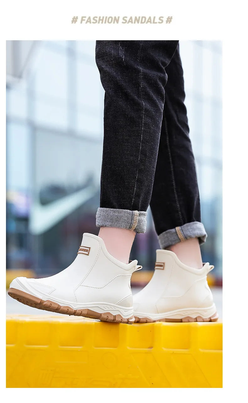 Men’s Waterproof Wear-Resistant Rubber Short Boots
